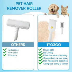 PHR032400 1TO3GO Pet Hair Remover Roller Cat Dog Clean #3