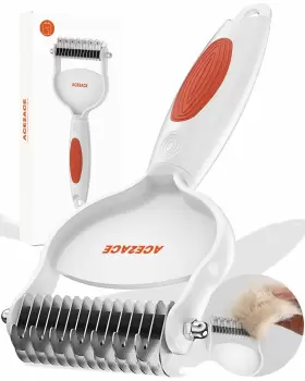 975240090675 ACE2ACE Dog Brush Shedding Undercoat Rake Cat