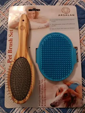 X001Q4KNCZ ARSALAN Natural Double Deshedding Brush Pet Tool