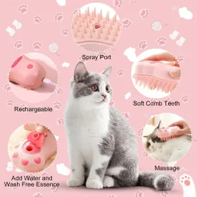323426514985 BANYAA Cat Brush Steamer Massager Shedding #2