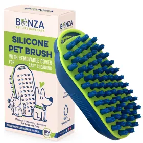 369998060450 BONZA Dog Cat Massage Brush Bath Screen Silicon