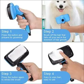 JBD-001-BLUE BOSOSE Slicker Brush Cleaning Hair Dogs Cats #2