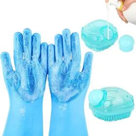 UQQ2 DOG Idqquqq Washing Gloves Shampoo Brush Bath Light