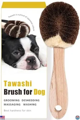 B0FBWCZKTQ DOG Wablade Massage Brush Wood Handle Natural Palm