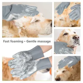 653334368010 PET Gloves Gentle Dog Bathing Shampoo Brush Mitt #3