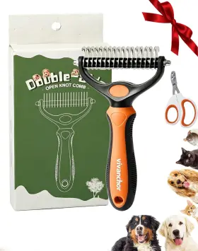 Branded01 705353610271 Pet Deshedding Brush For Dogs Cats 2 In 1 Grooming Tool With Stainless Steel