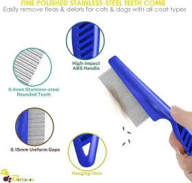 744759720382 BRILLIRARE Flea Lice Comb Set Steel Pet Tool #2