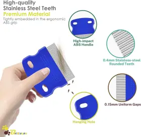 744759720382 BRILLIRARE Flea Lice Comb Set Steel Pet Tool #3