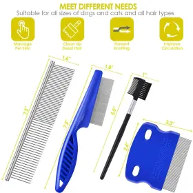 772467785003 BRILLIRARE Pack Flea Lice Comb Steel Dog Cat Rou #2