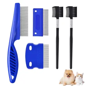 772467785324 BRILLIRARE Pack Dog Comb Pet Flea Lice Cat Steel