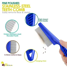 772467785348 BRILLIRARE Pack Pet Hair Comb Flea Lice Steel #3