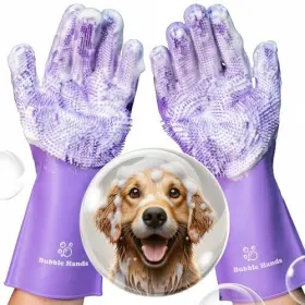 198168900307 BUBBLE HANDS Dog Washing Gloves Bristle Silicone