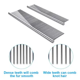 711181174663 CAFHELP Pack Dog Rounded Ends Steel Cat Comb #3