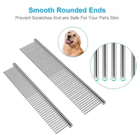 889168503215 CAFHELP Pack Dog Rounded Ends Steel Cat Comb #2