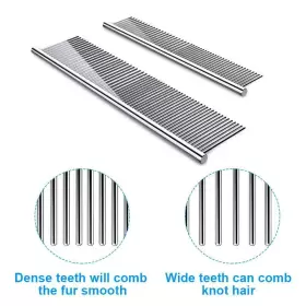 889168503215 CAFHELP Pack Dog Rounded Ends Steel Cat Comb #3