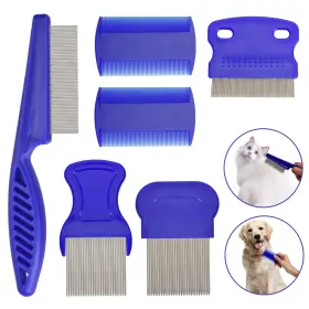 CP23828CWSBLUE-6P CAPHONT Flea Comb Cats Dogs Pack Pet Lice