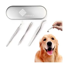 860010346808 CAREBIA Steel Dog Tick Remover Tool Set Pet Cats
