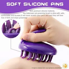 740023556619 CELEMOON Cat Brush Rubber Pins Silicone Pet #3