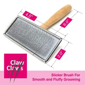 Cc-petb-xl Claw Pet Slicker Brush Dogs Wooden Handle Steel Pi #2