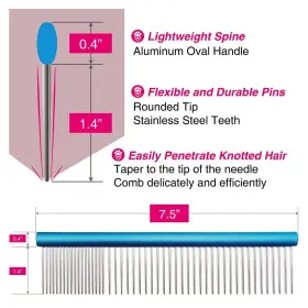 760939146391 Claw Comb Handle Dogs Cats Removing Shedding #2