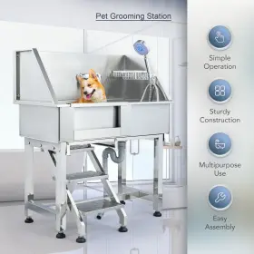 719868907078 PET Bath Steel Washing Tub Dog Stairs #2