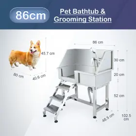 719868907078 PET Bath Steel Washing Tub Dog Stairs #3