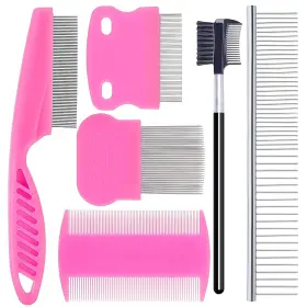 Creztail Byy0132 6 Pack Pet Grooming Combs Stainless Steel Dog And Cat Small To Medium