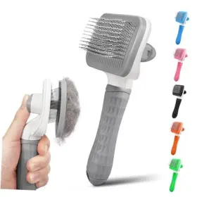 Cwx001 Dog And Cat Brush Self Cleaning Slicker For Pets Upgraded Gray