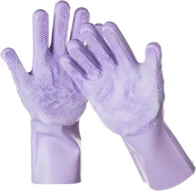 313053018053 DELOMO Dog Washing Gloves Gentle Silicone Pet