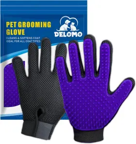 445038429493 DELOMO Pet Gloves Deshedding Brush Mitt Dogs
