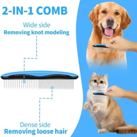 739608335770 DSOE Pet Comb Cats Dogs Steel #2