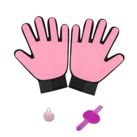 1123 DUDU BEAR Pet Gloves Gentle Shedding Dog Washing Pink