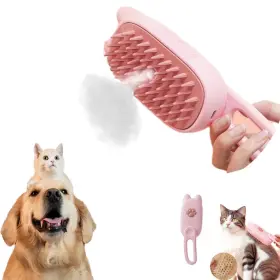 ZHENGQIMAOSHUA-01 EFYUE Steam Cat Brush Dog Shedding Pet Pink