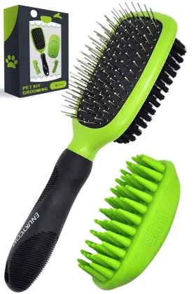 793931625496 ENUKYCOM Pet Brush Set Haired Dogs Cats Double