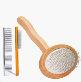 739411620209 EOREA Slicker Brush Doodle Dogs Wooden Handle