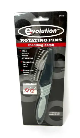 W6165 EVOLUTION Shedding Comb Rotating Pins Untangles Pets