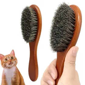445010215205 FALLTAIL Bristle Cat Hair Brush Shedding Wooden