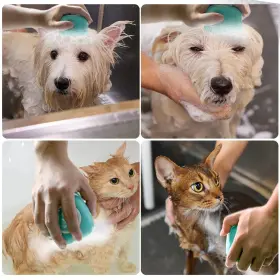 786292751560 DOG Bath Brush Pet Massage Shampoo Dispenser #3