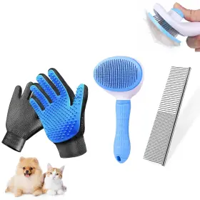 For-hi B8191 For-hi Dog And Cat Brush Pet Grooming Kit 4pcs- 4pcs-green