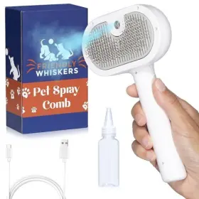 810176290125 FRIENDLY WHISKERS Cat Steam Brush Dog Shedding #2