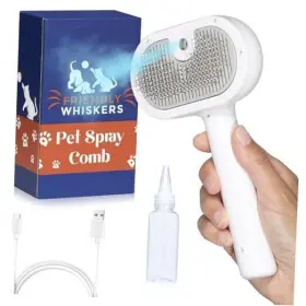 810176290125 FRIENDLY WHISKERS Cat Steam Brush Dog Shedding