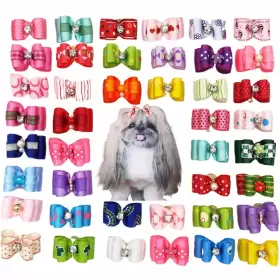 720310947047 FZBNSRKO Dog Cats Double Bow Hair Bowknot Acces