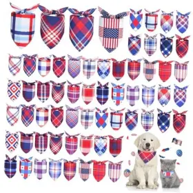 BQ-GEYOGA-7272 GEYOGA Memorial Patriotic Dog Bandanas Plaid