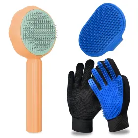 731052495048 GJEASE Cat Glove Brush Cleaning Slicker Pet