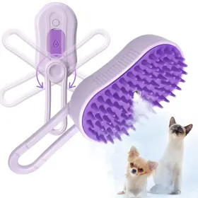 Petbrush-purple GKZ Cat Steam Brush Pet Comb Massage Cleaning