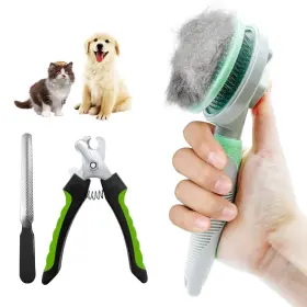 Pet-brush GOSECT Cleaning Slicker Nail Clipper File Dogs Kit