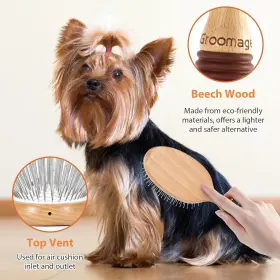 313103528563 GROOMAGE Dog Brush Haired Pin Shedding Beech