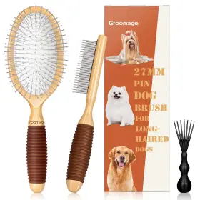 Groomage Us-jb-b0040-dogbrush Dog Brush For Long Haired Dogs 27mm Extra Metal Pin Deshed
