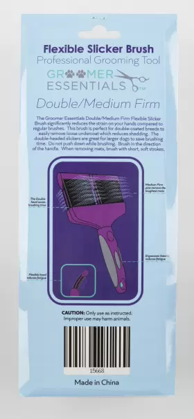 15668 GROOMER ESSENTIALS Flexible Slicker Brush Double Firm #3