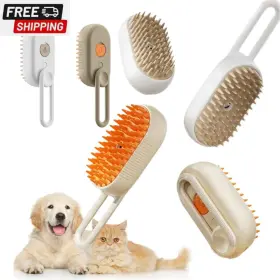 Hangzhou Cute Pet Technology Co Ltd 0u-g5uj-geqt 3-in-1 Steam Brush For Cats And Dogs Self-cleaning Grooming Comb With Tan